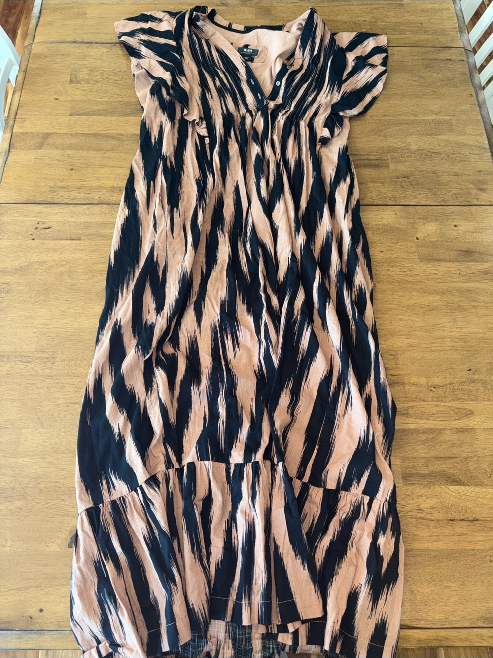 Anthropologie Maeve Black and Tan Brushstroke Dress